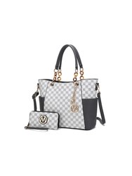 Merlina 2 Pieces Women Tote Handbag With Wallet - Charcoal