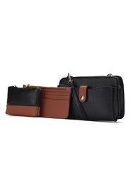 Muriel Vegan Leather Women’s Crossbody Bag With Card holder And Small Pouch - Black