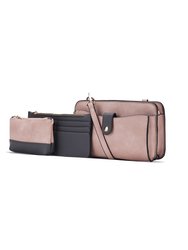 Muriel Vegan Leather Women’s Crossbody Bag With Card holder And Small Pouch - Pink