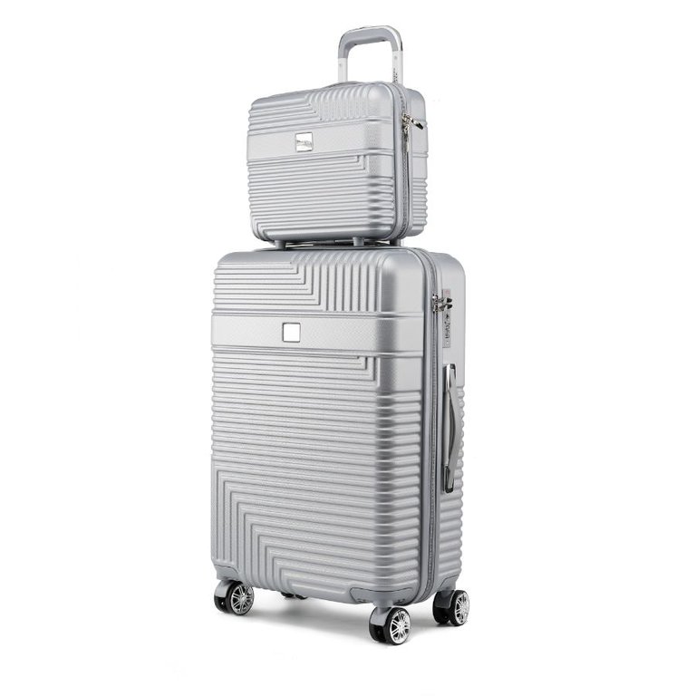 Mykonos Luggage Set With A Carry-On And Cosmetic Case - 2 pieces - Silver