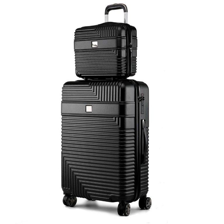 Mykonos Luggage Set With A Carry-On And Cosmetic Case - 2 pieces - Black