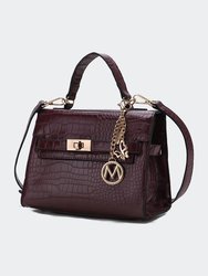 Naomi Vegan Crocodile Leather Women’s Satchel Bag - Purple