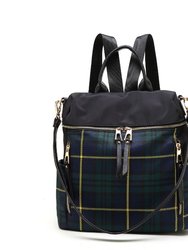 Nishi Nylon Plaid Backpack for Women's - Green
