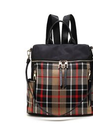 Nishi Nylon Plaid Backpack for Women's - Brown