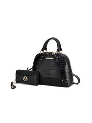 Nora Premium Croco Satchel Handbag by Mia K. - Black