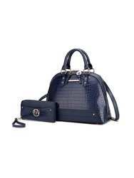 Nora Premium Croco Satchel Handbag by Mia K. - Navy