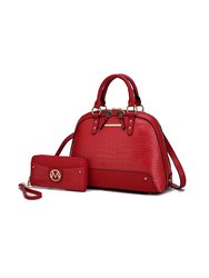 Nora Premium Croco Satchel Handbag by Mia K. - Red
