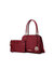 Norah Vegan Leather Women’s Satchel Bag With Wristlet – 2 Pieces - Red