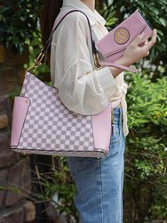 Penelope Circular Print Vegan Leather Women’s Shoulder Bag Witch matching Wallet