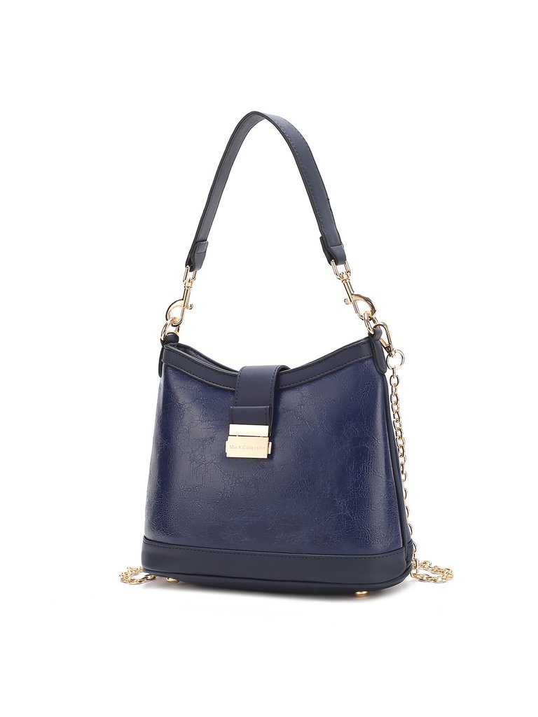 Pilar Vegan Leather Women’s Shoulder Bag - Navy Blue