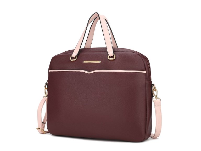 Rose Briefcase Handbag - Wine