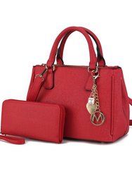 Ruth Vegan Leather Women’s Satchel Bag With Wallet – 2 Pieces - Red
