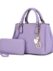 Ruth Vegan Leather Women’s Satchel Bag With Wallet – 2 Pieces - Lilac