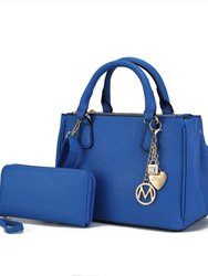 Ruth Vegan Leather Women’s Satchel Bag With Wallet – 2 Pieces - Royal Blue