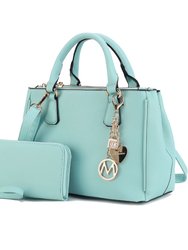 Ruth Vegan Leather Women’s Satchel Bag With Wallet – 2 Pieces - Seafoam