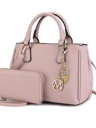 Ruth Vegan Leather Women’s Satchel Bag With Wallet – 2 Pieces - Dusty Rose