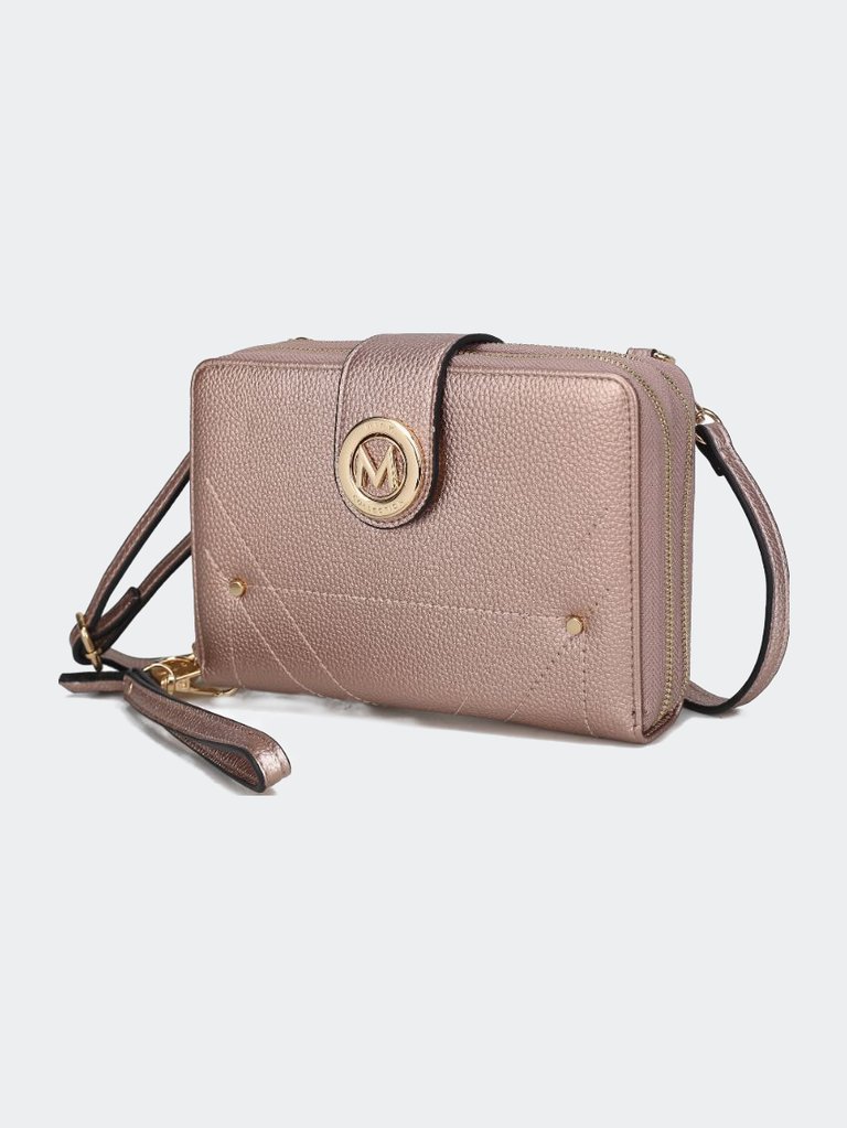 Sage Cell-Phone - Wallet Crossbody Bag With Optional Wristlet - Rose Gold