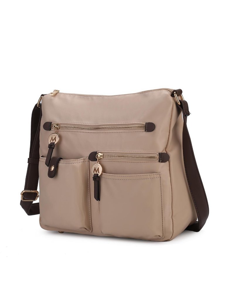 Serena Color-Block Nylon Women’s Shoulder Bag - Beige