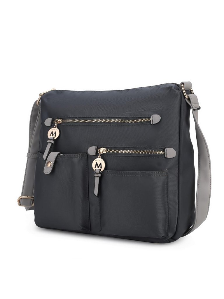 Serena Color-Block Nylon Women’s Shoulder Bag - Charcoal-Light Grey