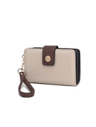 Shira Color Block Vegan Leather Women’s Wallet With wristlet - Taupe