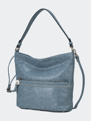 Sierra Vegan Leather Women’s Shoulder Bag - Denim