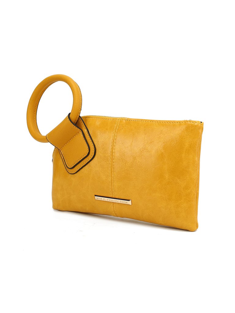 Simone Vegan Leather Clutch/Wristlet For Women's - Yellow