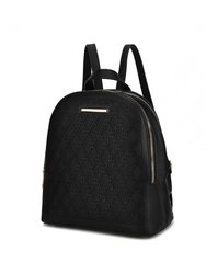 Sloane Vegan Leather Multi compartment Backpack - Black