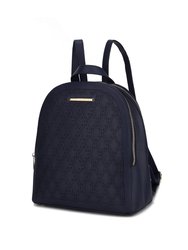 Sloane Vegan Leather Multi compartment Backpack - Navy