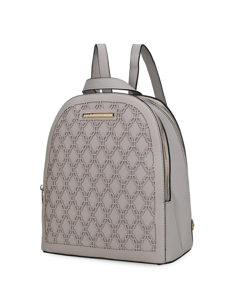 Sloane Vegan Leather Multi compartment Backpack - Light Grey