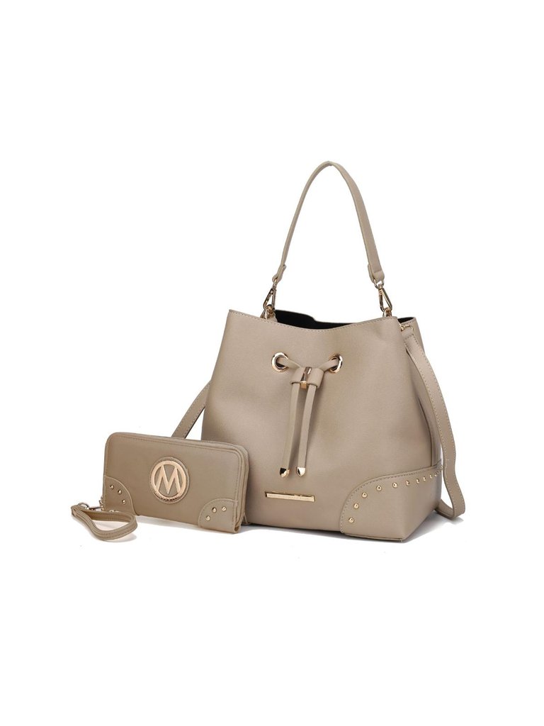 Solid Bella Bucket Handbag - Beige