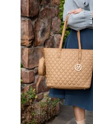 Tansy Quilted Vegan Leather Women’s Tote Bag With Pouch– 2 Pieces
