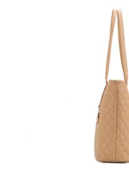 Tansy Quilted Vegan Leather Women’s Tote Bag With Pouch– 2 Pieces