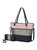 Vallie Color Block Vegan Leather Women’s Tote Bag With Matching Wallet – 2 Pcs - Navy/Pewter/Pink