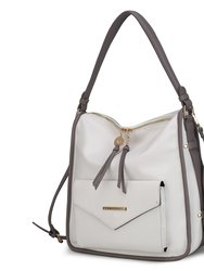 Vanya Vegan Leather Shoulder Handbag - White/Grey