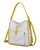 Vanya Vegan Leather Shoulder Handbag - White/Yellow