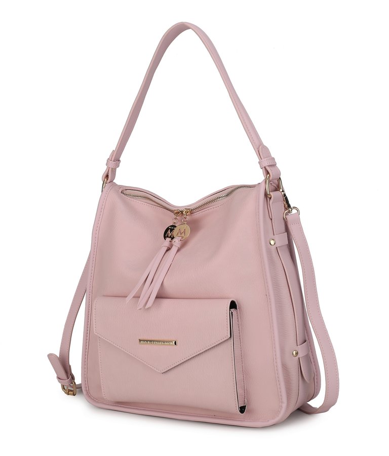 Vanya Vegan Leather Shoulder Handbag - Pink