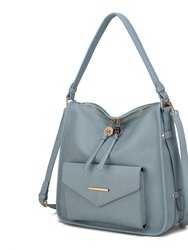 Vanya Vegan Leather Shoulder Handbag - Denim