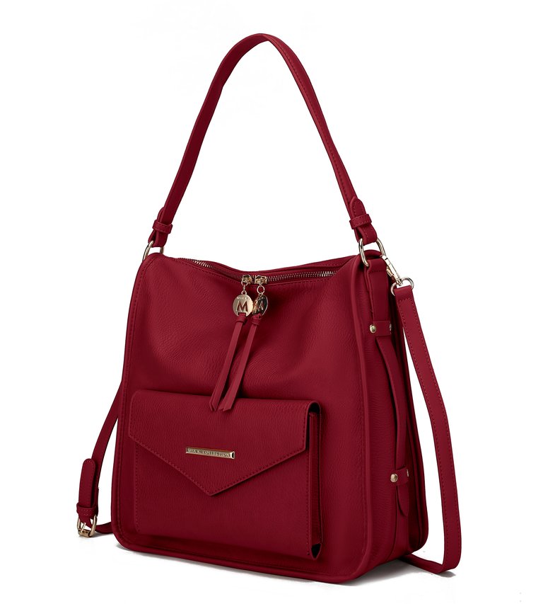 Vanya Vegan Leather Shoulder Handbag - Wine