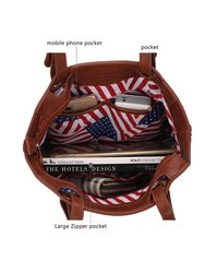 Vera Vegan Leather Patriotic Flag Pattern Women’s Tote Bag