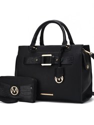 Virginia Vegan Leather Women’s Tote Bag With Wallet – 2 Pieces - Black
