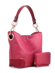 Wandy Soft Vegan Leather Hobo & Wallet Set - Coral