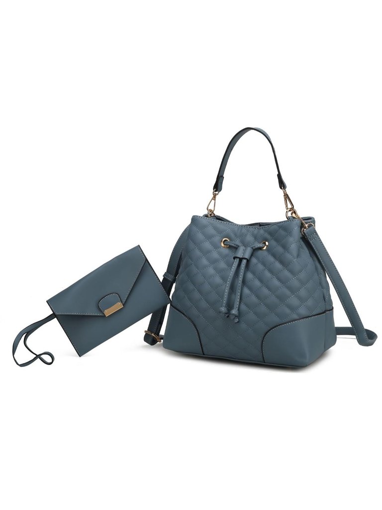 Wendy Bucket Bag With Wristlet – 2 Pieces - Denim Blue