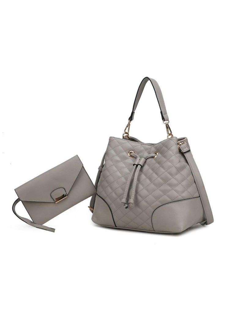 Wendy Bucket Bag With Wristlet – 2 Pieces - Grey