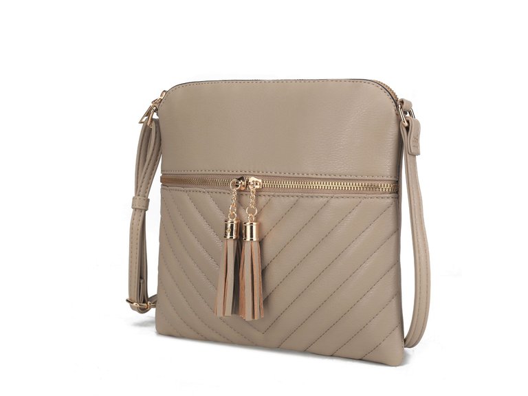 Winnie Quilted Vegan Leather Women’s Crossbody Bag - Taupe