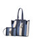 Xenia Circular Print Tote Bag With Wallet - 2 Pieces - Denim Blue