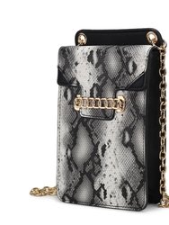 Yael Snake embossed Vegan Leather Phone Crossbody Bag - Black