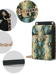 Yael Snake embossed Vegan Leather Phone Crossbody Bag