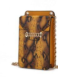 Yael Snake embossed Vegan Leather Phone Crossbody Bag - Mustard