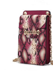 Yael Snake embossed Vegan Leather Phone Crossbody Bag - Fuchsia