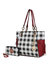 Yale Checkered Tote Handbag With Wallet - Red